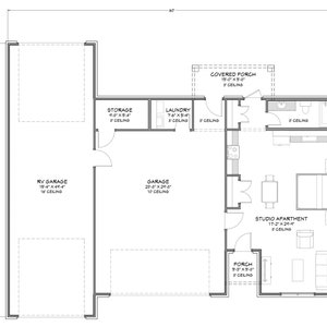 50x60 RV Garage mit Studio-apartemment - 680 SF Wohnbereich -PDF Design Plans