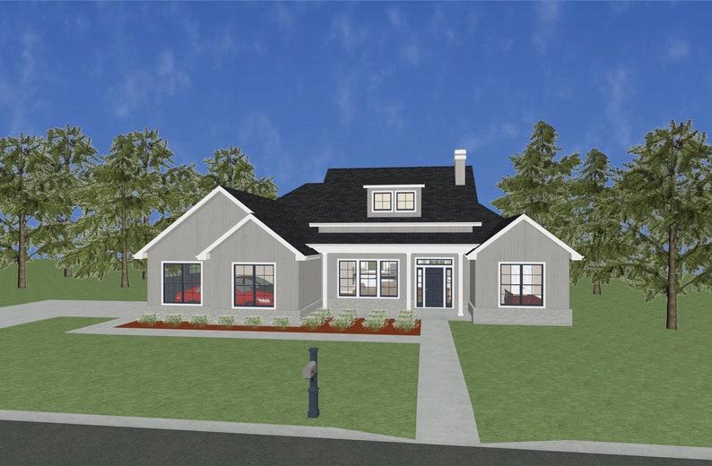 Urban Farmhouse 4 Bedroom, 2.5 Bath 2,380 SF Side Load Garage PDF Design Plans image 2