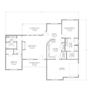 Stedelijke boerderij - 2 slaapkamers, 2 badkamers - 1.458 SF - Garage voor één auto aan de zijkant - PDF-ontwerpplannen - Rechts gelezen achterom