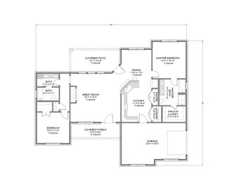 Urban Farmhouse - 2 Bedroom, 2 Bath - 1,458 SF - One Car Side Load Garage - PDF Design Plans - Right Read Reverse