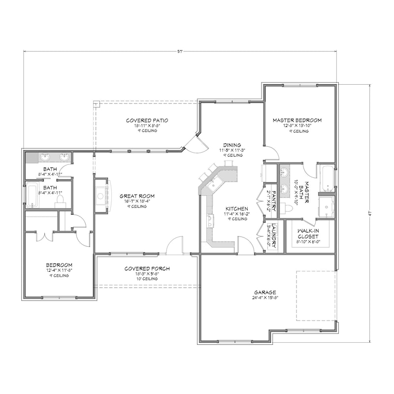2 Bedroom 2 Bath House Plans - Etsy