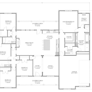 Urban Farmhouse - 5 Bedroom, 3 Bath - 2,832 SF - Side Load Garage - PDF Design Plans - Right Read Reverse