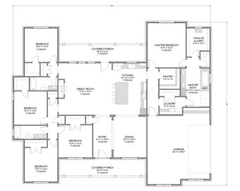 Urban Farmhouse - 5 Bedroom, 3 Bath - 2,832 SF - Side Load Garage - PDF Design Plans - Right Read Reverse