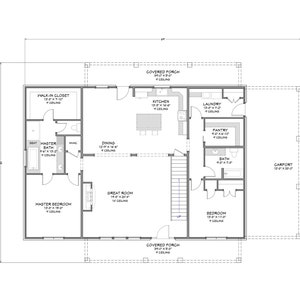 Urban Barndominium - Two Level - 5 Bedroom, 4 Bath - 3,037 SF - Rear Porch - Design Plans