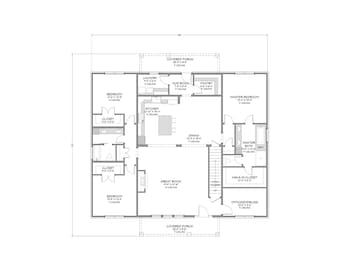 Casa térrea estilo celeiro - 3 quartos, 2 banheiros - 224 m² - Varanda nos fundos - Projeto em PDF