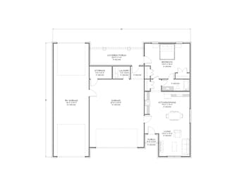 Garagem para RV de 50x60 pés com apartamento de 1 quarto - 952 pés quadrados de área útil - Projeto em PDF