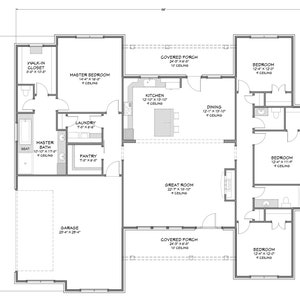 Casa de fazenda urbana - 4 quartos, 2,5 banheiros - 2.380 pés quadrados - Garagem com abertura lateral - Projetos em PDF