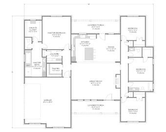 Urban Farmhouse - 4 Bedroom, 2.5 Bath - 2,380 SF - Side Load Garage - PDF Design Plans
