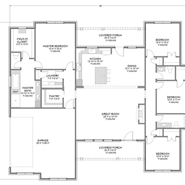 Urban Farmhouse - 4 Bedroom, 2.5 Bath - 2,380 SF - Side Load Garage - PDF Design Plans