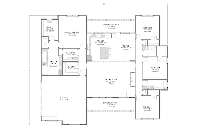 Urban Farmhouse 4 Bedroom, 2.5 Bath 2,380 SF Side Load Garage PDF Design Plans image 1