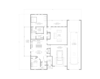 Casa de campo com garagem para RV - 2 quartos, 2,5 banheiros - 182 m² - Plantas em PDF - Leia à direita e ao contrário