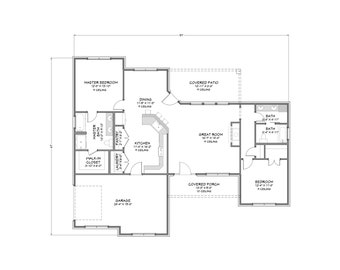 Casa de campo urbana - 2 quartos, 2 banheiros - 135 m² - Garagem lateral para um carro - Projeto em PDF