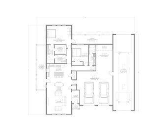 Casa de campo com garagem para RV - 2 quartos, 2 banheiros - 179 m² - Plantas em PDF - Leia à direita e ao contrário
