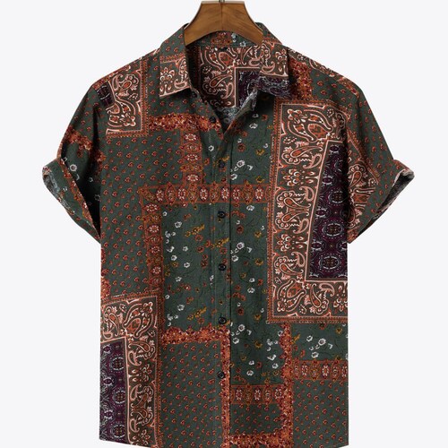 Casual Print Shirt for Men Men's Short Sleeve Button up - Etsy