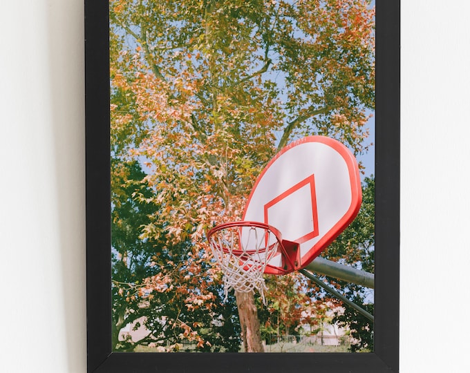 Basketball Hoop Film Photography Print – Fall Aesthetic Wall Art