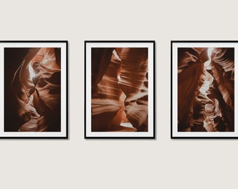 Antelope Canyon Film Photography Print Trio - Page, Arizona, Wall Hanging Art Decor, Upper Antelope Canyon,