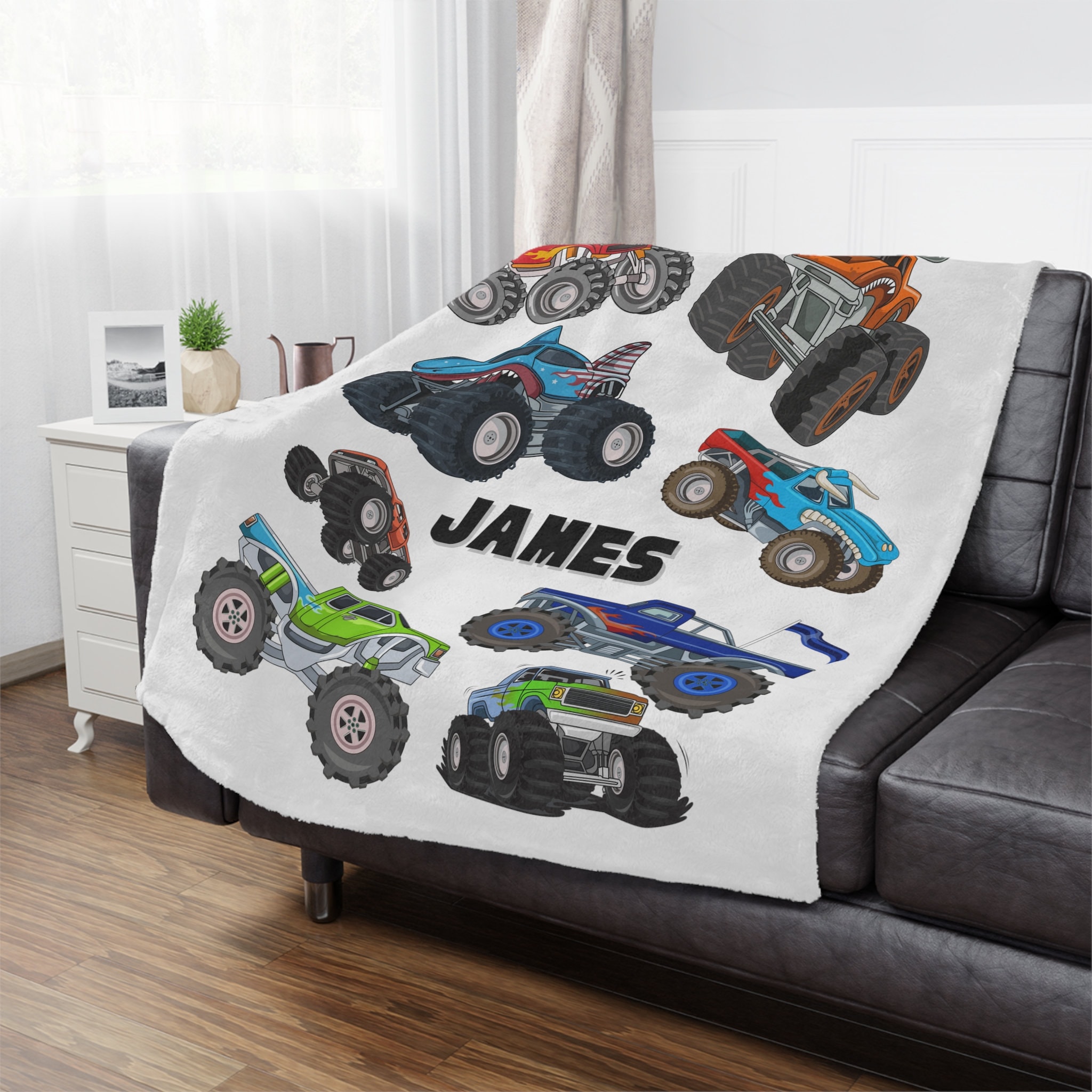 Monster Jam Blanket Customizable Monster Truck Gift Etsy