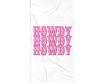 Trendy beach towels, pink preppy beach towels, HOWDY beach towel