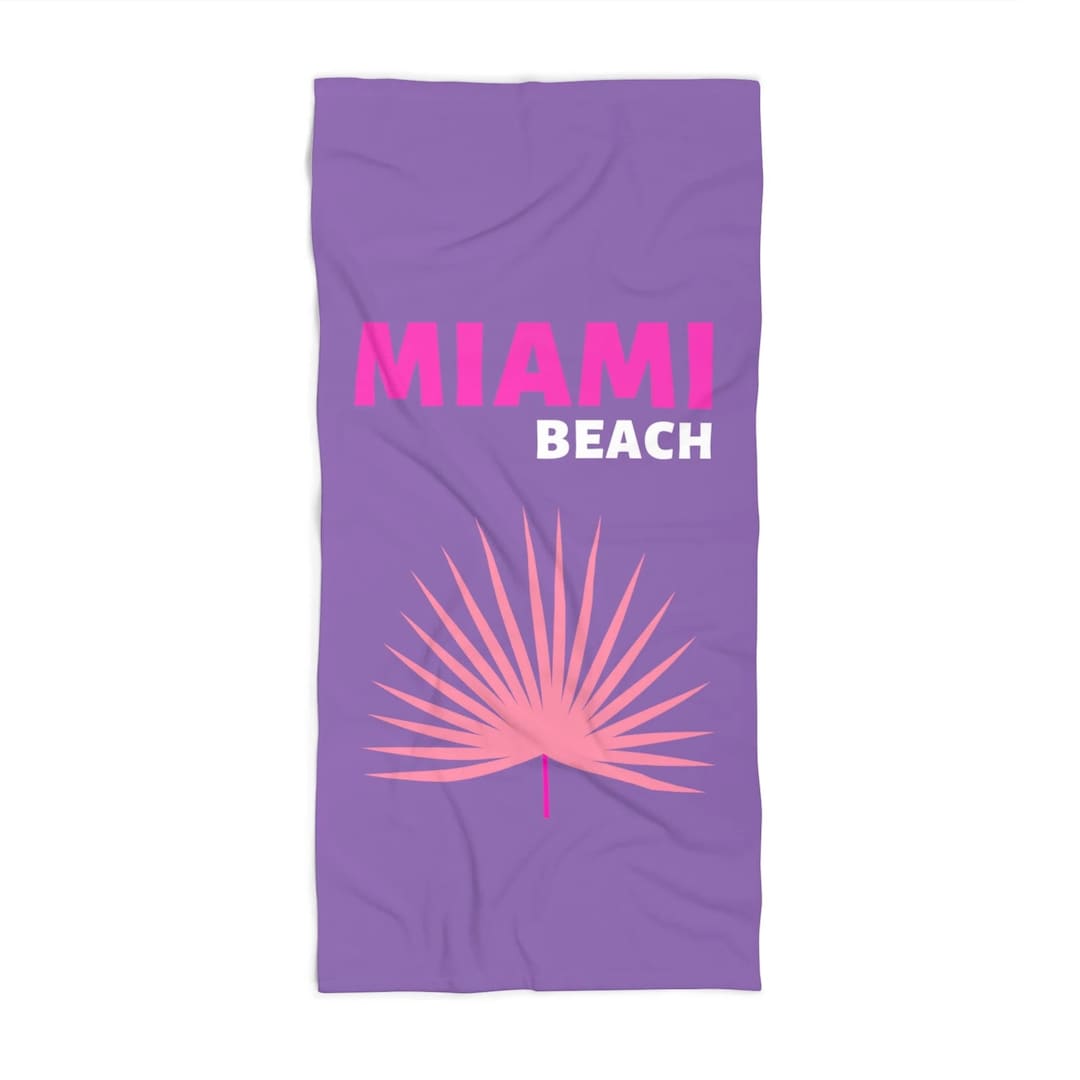 Preppy Miami Beach Towel, Trendy Miami Beach Towels, Miami Palmetto