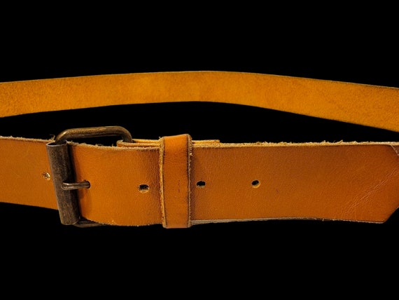 Vintage Thin Caramel Brown Leather Belt 34 to 38 … - image 2