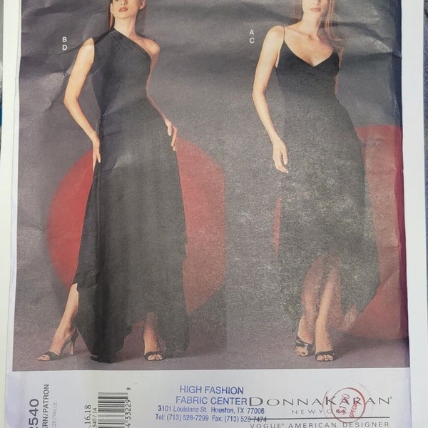 Vogue 2540 Sewing Pattern Sz 14 16 18 Donna Karan Bust 36-40 Inches UNCUT 2001 FREE SHIPPING