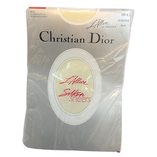 Vintage Christian Dior L'Allure Ultrasheer Alabaster Hosiery Pantyhose Size 2 Unopened Nylons Free Shipping in US