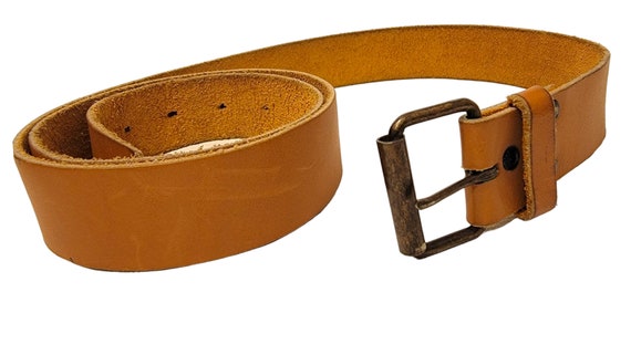 Vintage Thin Caramel Brown Leather Belt 34 to 38 … - image 5