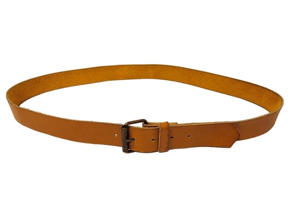 Vintage Thin Caramel Brown Leather Belt 34 to 38 … - image 4