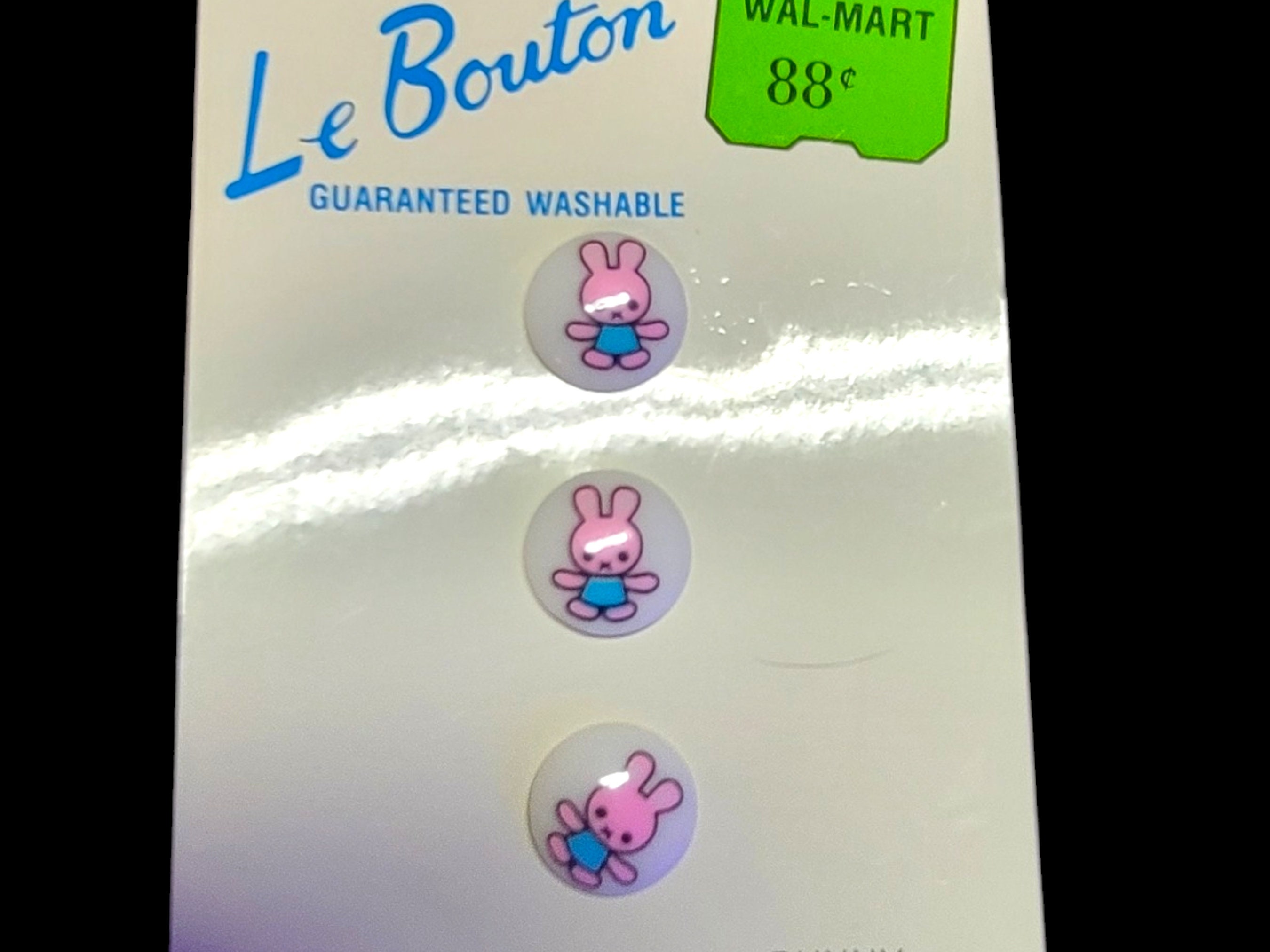 Vintage Bunny Rabbit Buttons on Original Card Set of 3 Small 1980s 12mm ...
