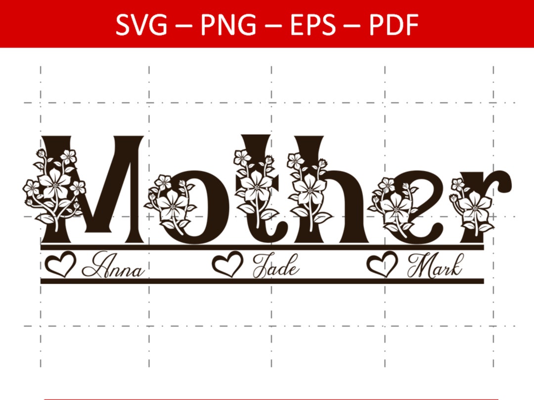 Fall Split Name Frame Floral Mother Split Name Frame SVG: Personalized Mothers Day (digital ...
