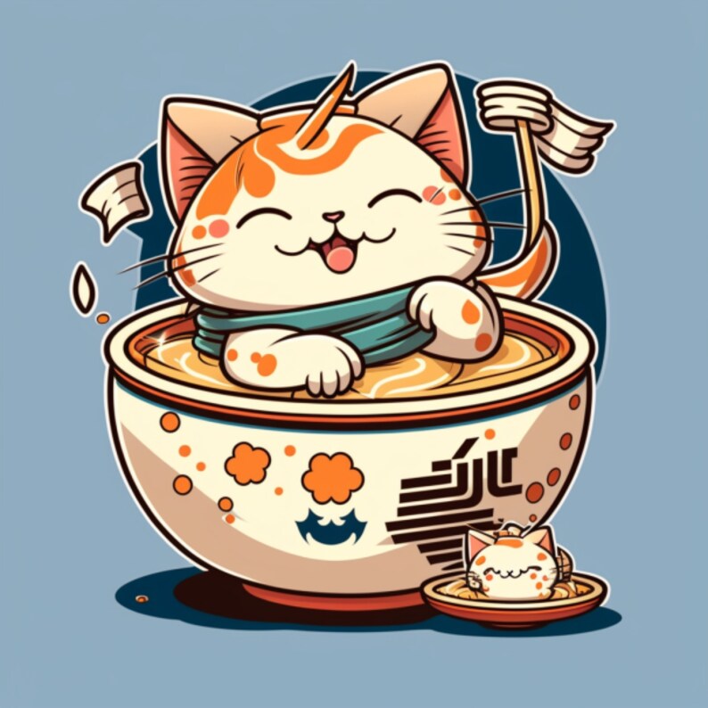 Japanese Cats Cute Cats Digital Clipart Cat Wearing Kimino Etsy