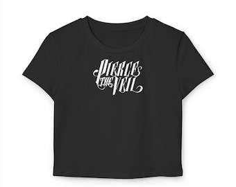 Pierce the Veil Embroidered band baby tee, Collide With The Sky, PTV crop top, Tendy 80s 90s Embroidered baby tee band