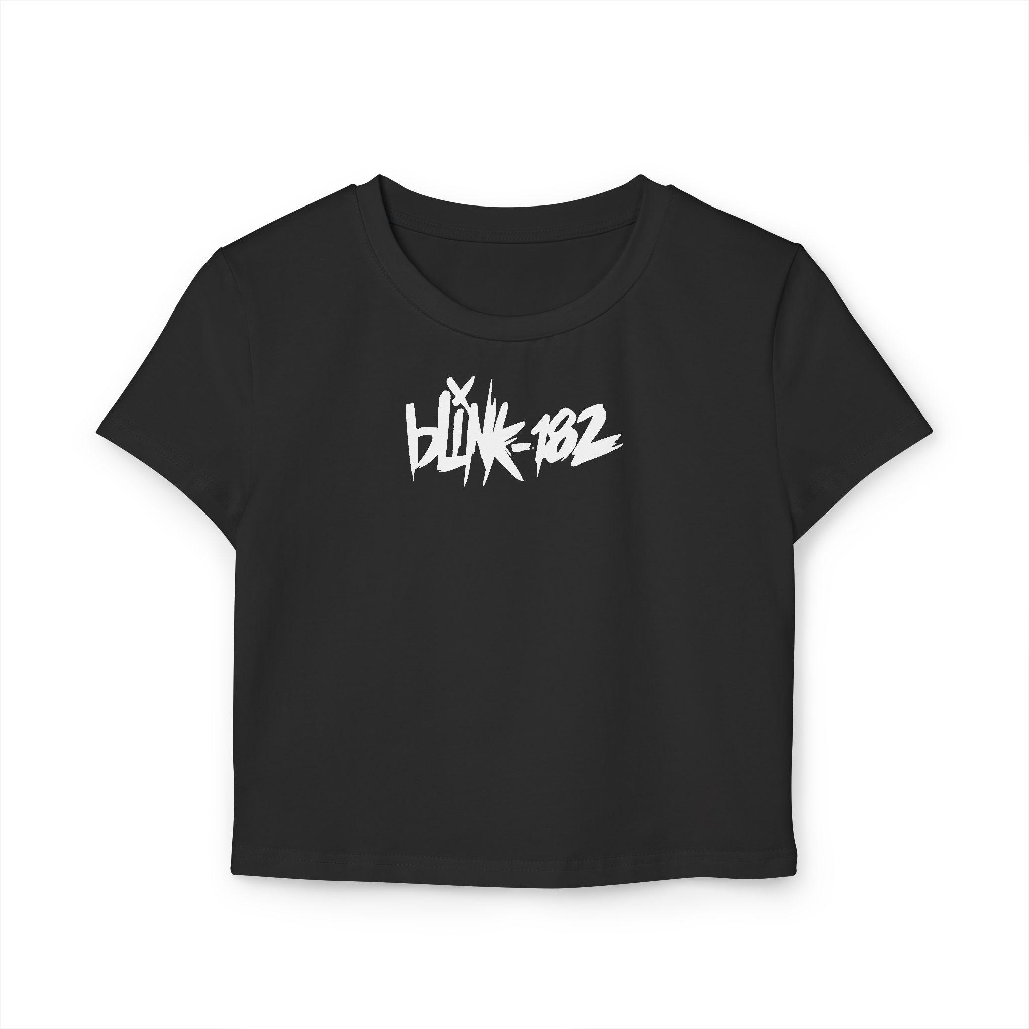 Blink182 y2k band baby tee, Vintage Trendy 70s 80s 90s Embroidered crop top band tee