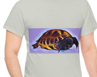 Quirky Tortoise shirt, Russian Tort lovers T-shirt, Turtle & reptile lovers  Tshirt, gift for animal lover, Unisex Heavy Cotton Tee