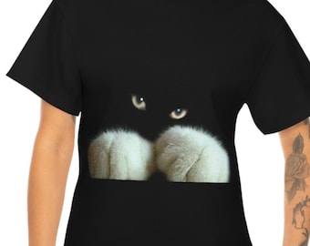 Black & White Tuxedo Cat Unisex Kitty Heavy Cotton Tee, Cat lovers tee, Tuxedo kitty, black cat lovers tshirt, halloween shirt