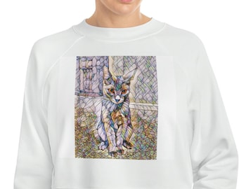 Kitty Women's Cropped shirt, Cat Fleece Pullover, Feline lovers top, pet people, gift for her