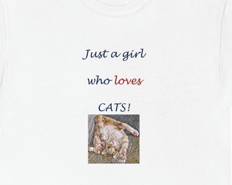 LOVE Cats T-shirt, kitty top, pet lovers, Unisex Heavy Cotton Tee, gift for her him.