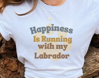 Running with my Labrador T-shirt, Funny Dog shirt, Great gift for runner or Marathon, Unisex Jersey Short Sleeve Tee