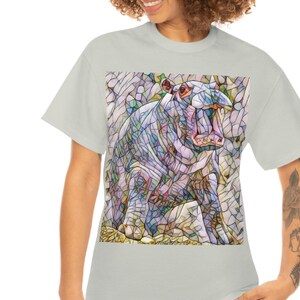 Hippo Unisex Heavy Cotton Tee, Zoo themed T-shirt, gift for animal lover