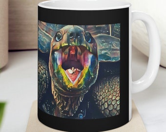 Attack Tortoise Ceramic Mug 11oz, Great cup for Tea, Coffee, and Cocoa. Turtle & Tortoise lovers will want this as a gift.