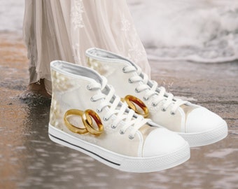 Wedding Day sneakers, I do, Bridal shoes, Bride tennis shoes, Women's High-Top Sneakers, gift for her, comfort cute wedding shoes.