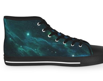 Night Sky High Top Men's Sneakers, Personal star sky printed design shoes, Converse Trainer style, Vintage Gym fitness running footwear