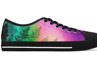 Women's Sky shoes, northern lights Low Top Sneakers, gym, exercise, fitness, burning footwear