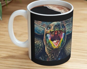 Tortoise Ceramic Mug 11oz, Great cup for Tea, Coffee, and Cocoa. Turtle & Tortoise lovers will want this as a gift.