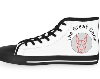 High Top Sneakers, Men's Great Dane designed shoes, Dog printed Gym Converse Trainer Style, basketball shoes, fitness footwear