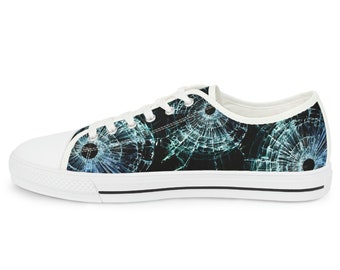 Glass Bullet holes, Shots shattered glass, Gun weapon holes, Men's Low Top Sneakers