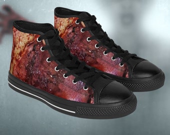 Gothic Style Bloody burned skin High-top shoes, Rotten flesh Men's Sneakers, Gothic Halloween gym shoes, death, Zombie, Cosplay Evil #goth