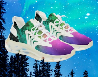 Starry Night Women's Shoes, Northern lights Sky Mesh Sneakers, gym, exercise, fitness, footwear