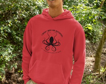 Scarcastic Humor Octopus slapping 8 people Unisex Zip Hoodie, Casual Wear, Gifts for him & her, Unique Sea Creature Design, Stylish Hoodie