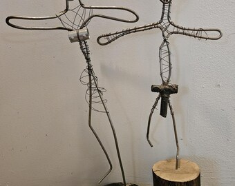 Handcrafted Stainless Steel Wire Sculpture: "The Couples"
